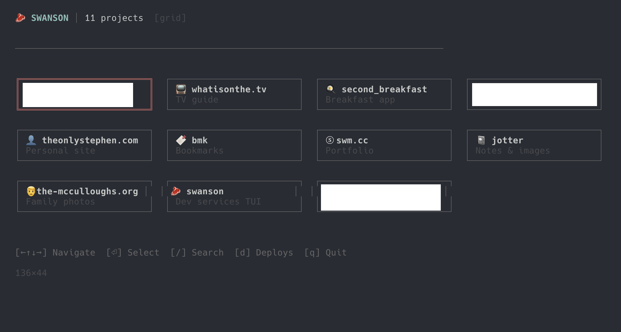 Swanson TUI project grid